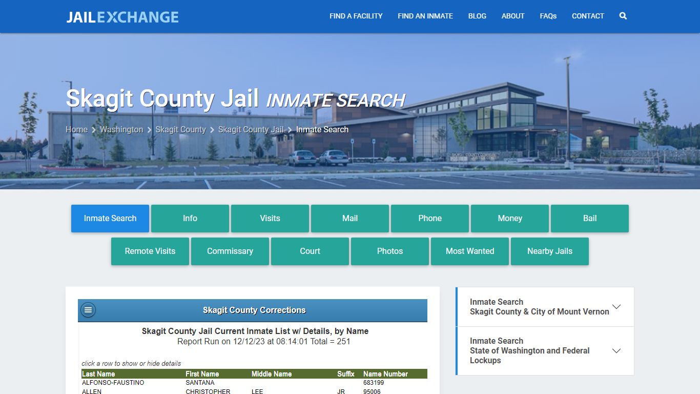 Inmate Search: Roster & Mugshots - Skagit County Jail, WA - Jail Exchange